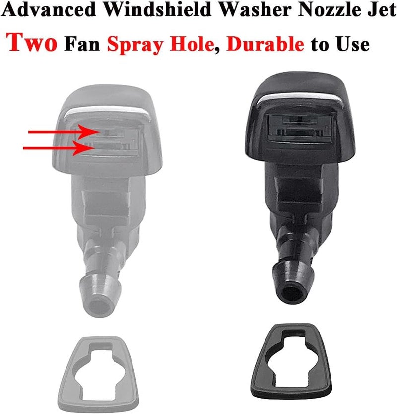 ZHPTAM 7C3Z-17K605-A Wiper Fluid Nozzle Hose Kit Fit for 2008 2009 2010 Ford Super Duty F-250 F-350 F-450 F-550 Windshield Washer Jet Nozzles(Two Fan Spray Hole) & Rubber Tube Kit–Replaces # 7C3Z-17603-A - Image 2